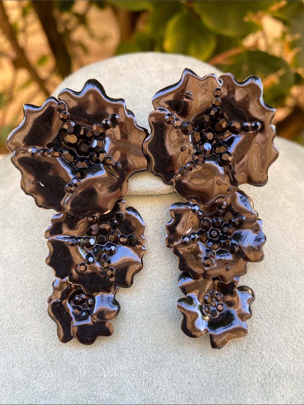 Parure Black Floral Cluster Drop Earrings - Women Accessories